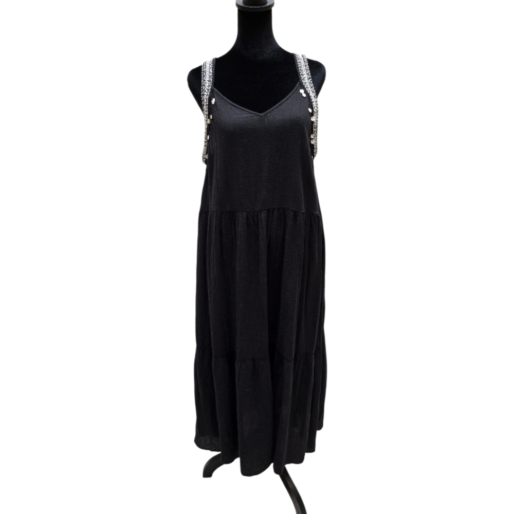 Zara Cotton Black Maxi Dress Small